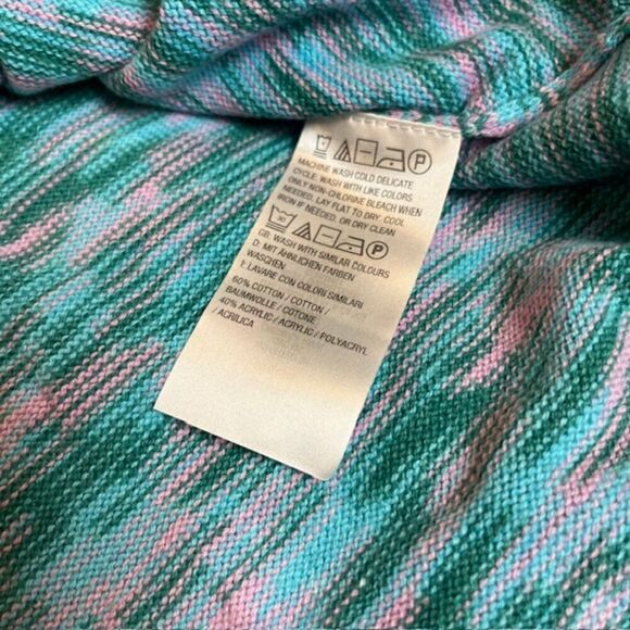 Jason Wu V-Neck Sweater Space Dye Teal Green Pink Size Large - Picture 7 of 10